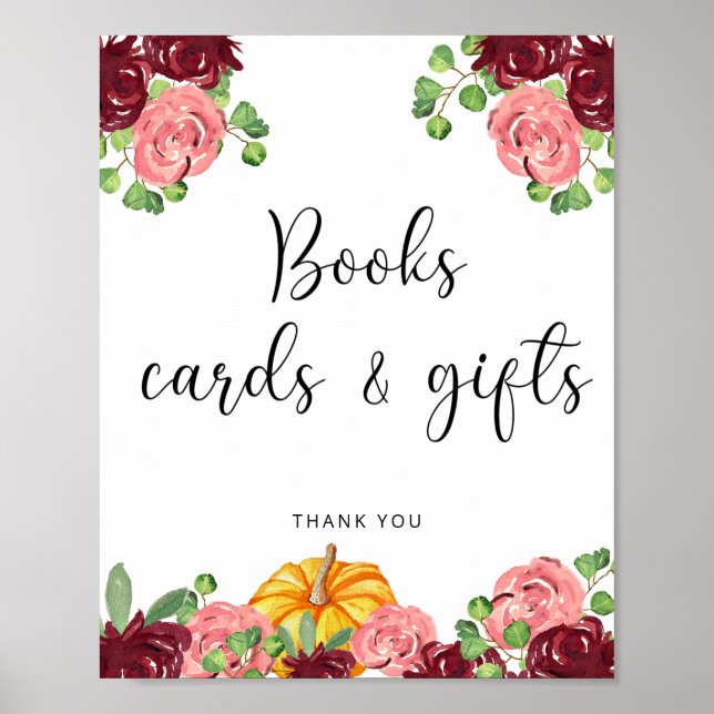 Póster Libros de flores de calabaza en acuarela tarjetas  (Frente)