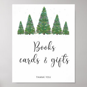 Póster Libros de flores invernales en acuarela, tarjetas 