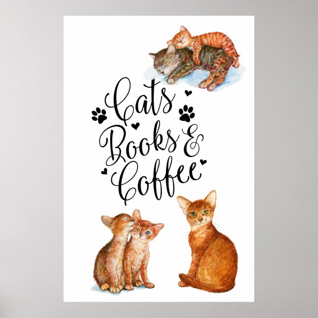 Póster Libros De Gatos Y Café (Frente)
