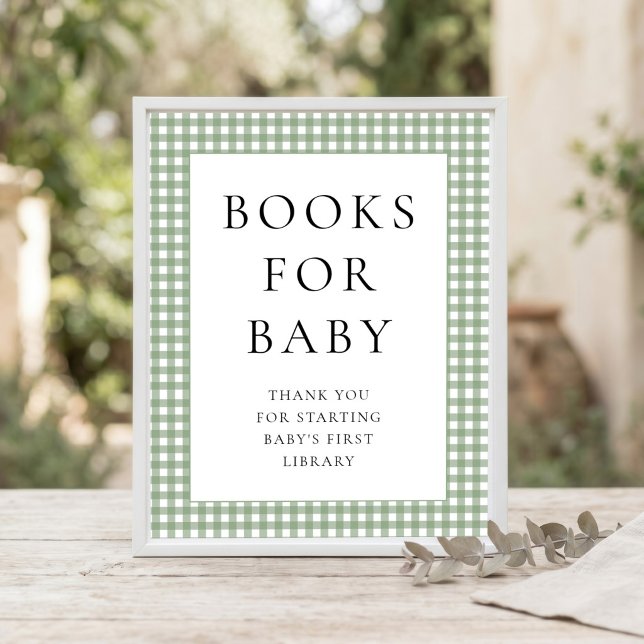 Póster Libros de Gingham Verde Salvia para Letrero de Fie (Subido por el creador)
