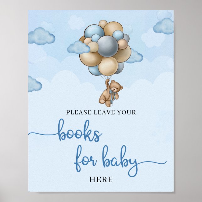 Póster Libros de globos de marfil azul para bebés (Frente)