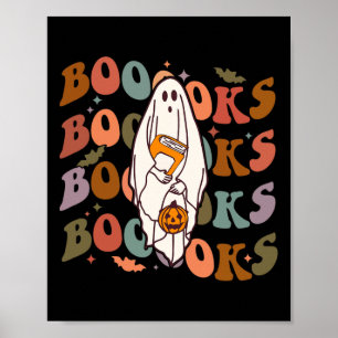 Póster Libros de Halloween adoran libro fantasma leyendo