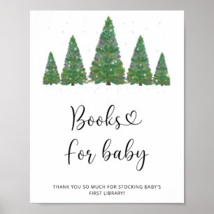 Póster Libros de invierno acuarelas para bebé