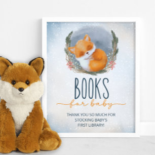 Póster Libros de invierno de Cute Baby Fox Snowly para be