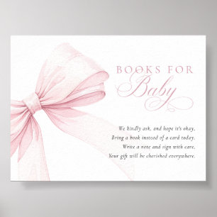Póster Libros de lazo rosa para bebé - Tarjeta de descarg