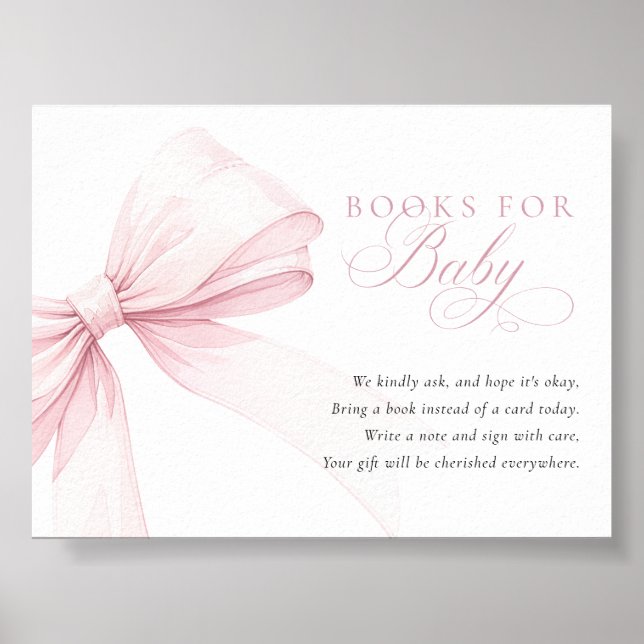 Póster Libros de lazo rosa para bebé - Tarjeta de descarg (Frente)