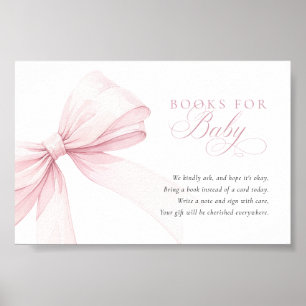 Póster Libros de lazo rosa para bebé - Tarjeta de descarg