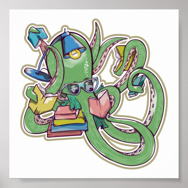 Póster Libros de lectura del pulpo (Frente)