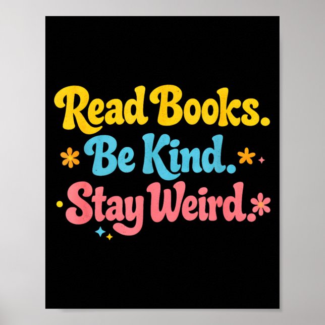 Póster Libros de lectura divertida y positiva sé amable q (Frente)
