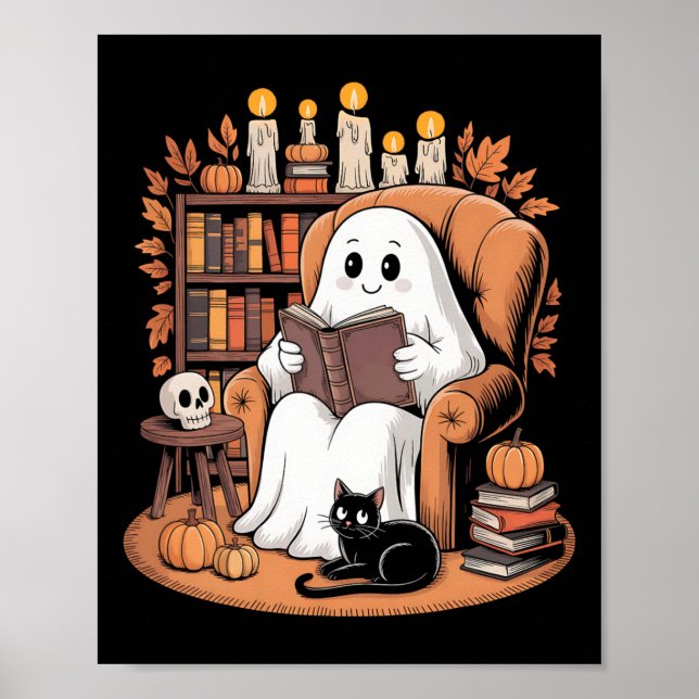 Póster Libros de lectura retro ghost (Frente)