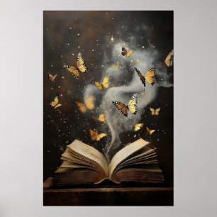 Póster Libros de mariposas imprimen, librería de naturale
