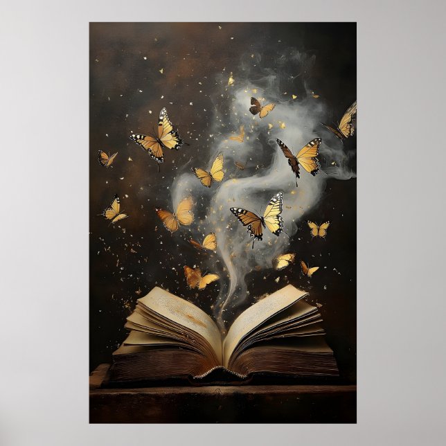 Póster Libros de mariposas imprimen, librería de naturale (Frente)
