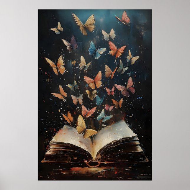 Póster Libros de Mariposas Imprimir, Librería de Naturale (Frente)