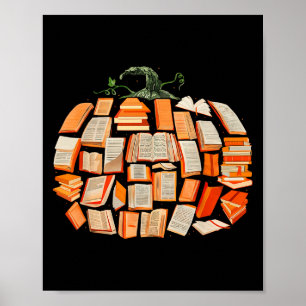 Póster Libros de Otoño de Acción de Gracias Calabazas Bib