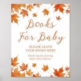Póster Libros de otoño para baby shower para bebé