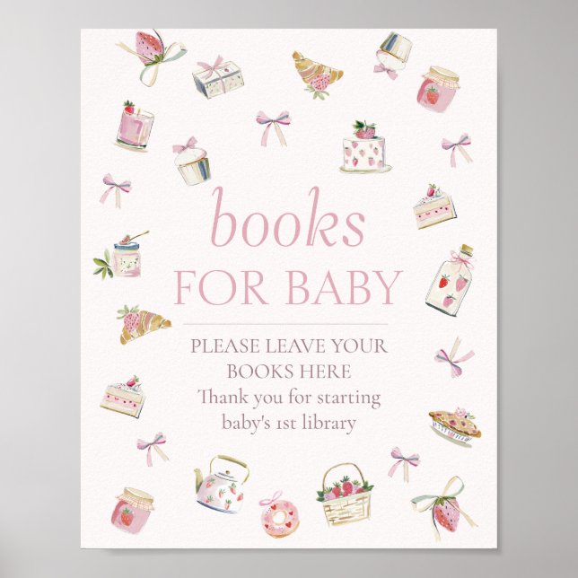 Póster Libros de postres dulces de fresa para bebé (Frente)