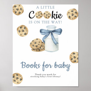 Póster Libros de regalo para baby shower de leche con laz