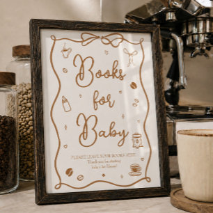 Póster Libros de regalo para bebé en baby shower de café