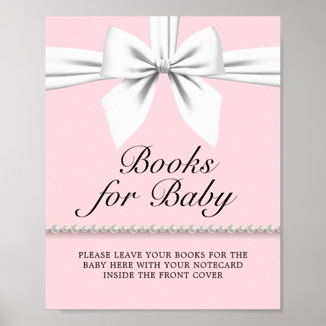 Póster Libros de Rótulo Baby Shower de Rubor Pink Tiffany (Frente)