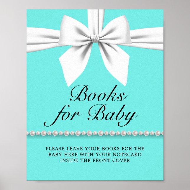 Póster Libros de Rótulo de Baby Shower de Aqua Tiffany pa (Frente)