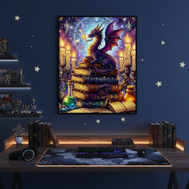 Póster Libros del Mago Dragón Místico