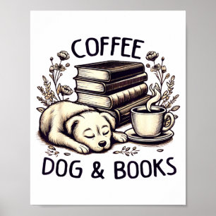 Póster Libros divertidos de perros de café para mujeres, 