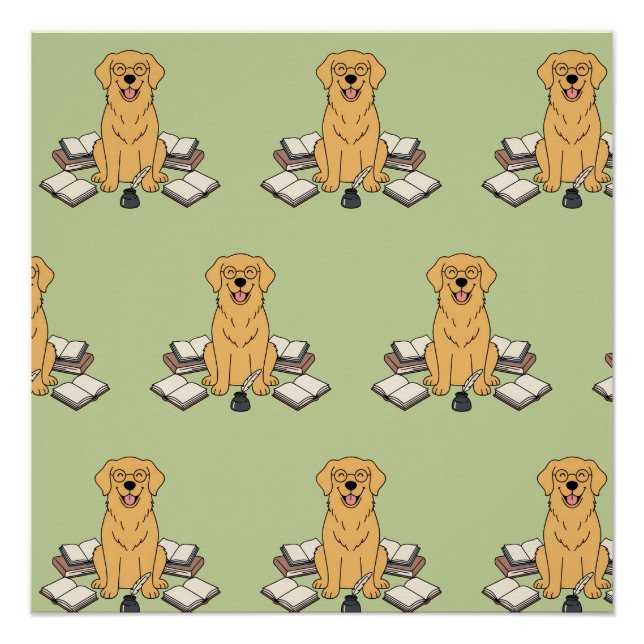 Póster Libros Dulces Patrón de Retriever Amantes de la Es (Anverso)