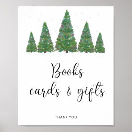 Póster Libros florales de invierno acuarela tarjetas y re