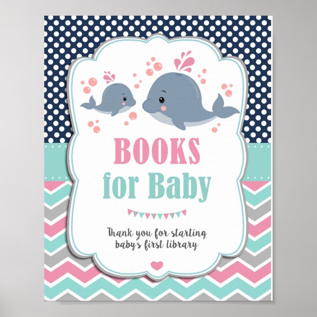 Póster Libros náuticos de Baby Shower para el Rótulo de b (Frente)