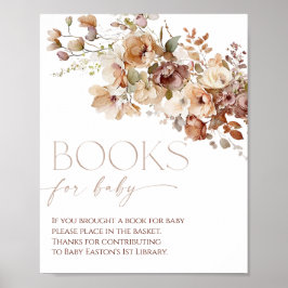 Póster Libros para baby boho otoño otoño floral rústico