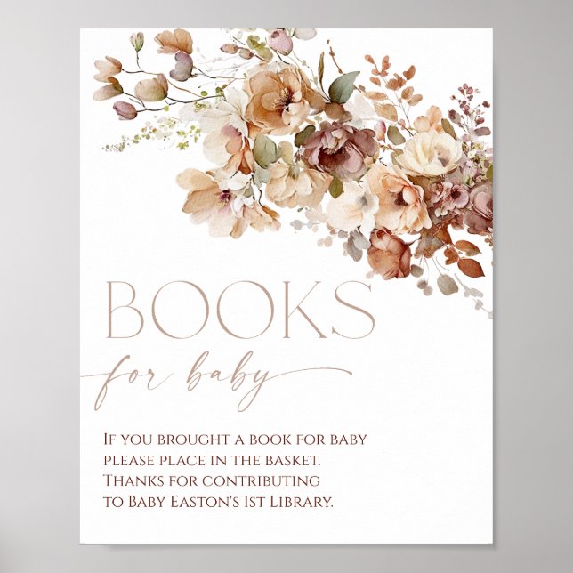 Póster Libros para baby boho otoño otoño floral rústico (Frente)