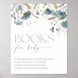 Póster Libros para baby boho polsty blue wildflower