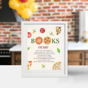 Póster Libros Para Baby Pizza Y Pacificadores Baby Shower
