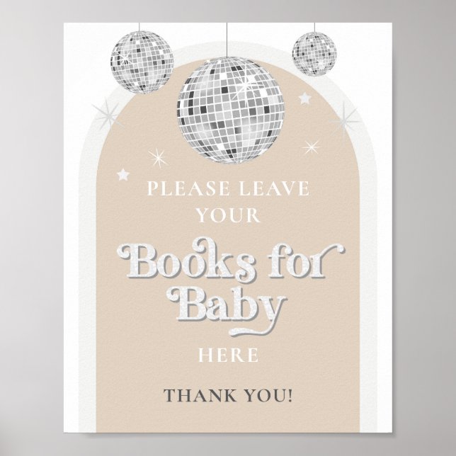 Póster Libros para Baby Rótulo Disco Ball Baby Shower (Frente)