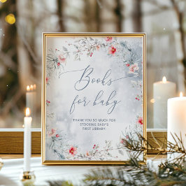 Póster Libros para bebé corona de Navidad azul polvorient