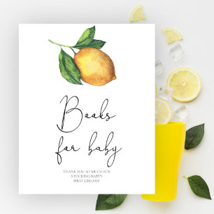 Póster Libros para bebé de shower de bebé limón acuarela