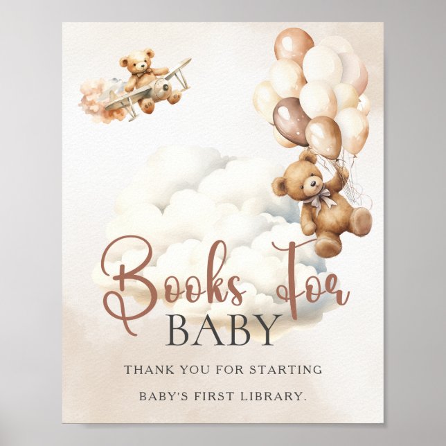 Póster LIBROS PARA BEBÉ Letrero para Baby Shower Apenas P (Frente)