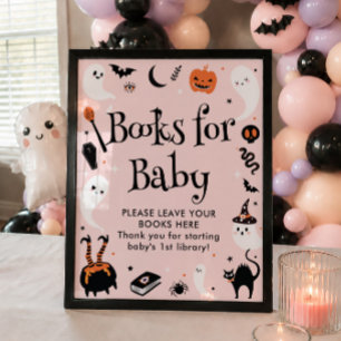 Póster Libros para bebé niña de Baby Shower de Halloween