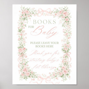 Póster Libros para bebé niña de lazo floral bebé en flor