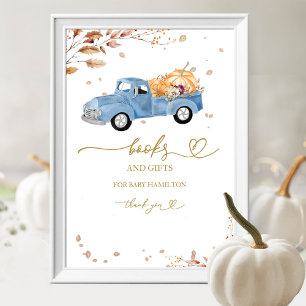 Póster Libros para cartel de mesa de baby shower de camió