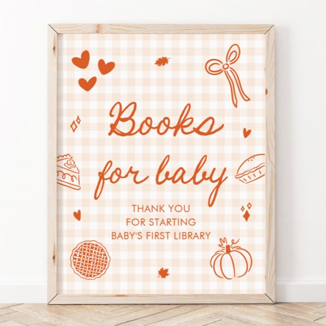 Póster Libros para el bebé en la ducha de bebé Cutie Pie  (Fall Cutie Pie Baby Shower Books for Baby Game Sign)