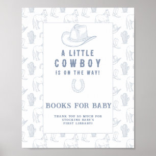 Póster Libros para la ducha de bebé de Cowboy