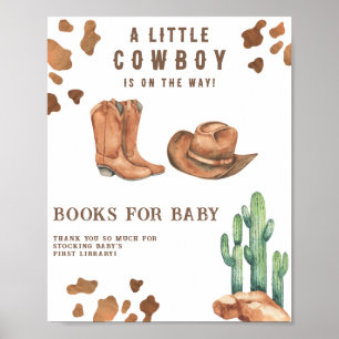Póster Libros para la ducha de bebé de Cowboy
