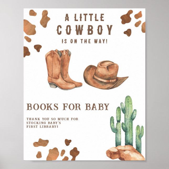 Póster Libros para la ducha de bebé de Cowboy (Frente)
