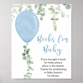 Póster Libros para la vegetación de globos azules de seña