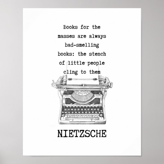 Póster LIBROS para las masas STINK cita de Nietzsche (Frente)