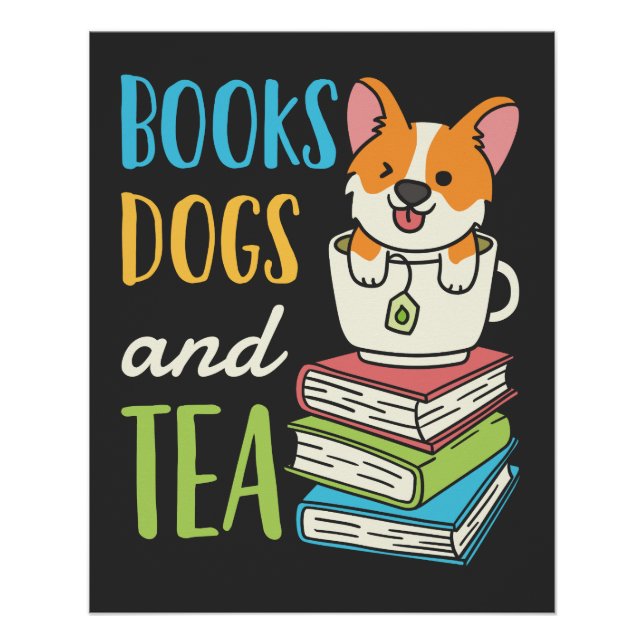 Póster Libros perros y té (Anverso)