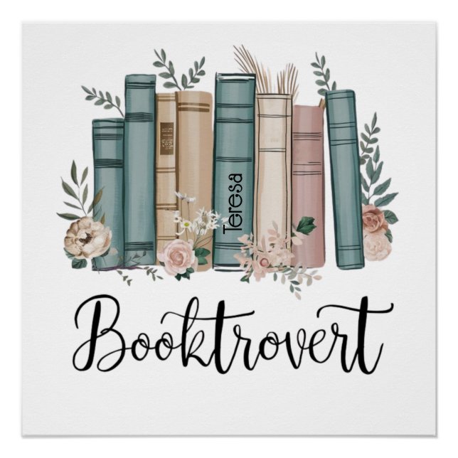 Póster Libros personalizados de acuarela de Booktrovert e (Anverso)