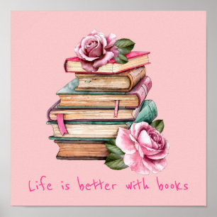 Póster Libros slogan salón de clases o post de la sala pa