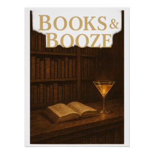 Póster Libros y bebidas Para el amante de las barras